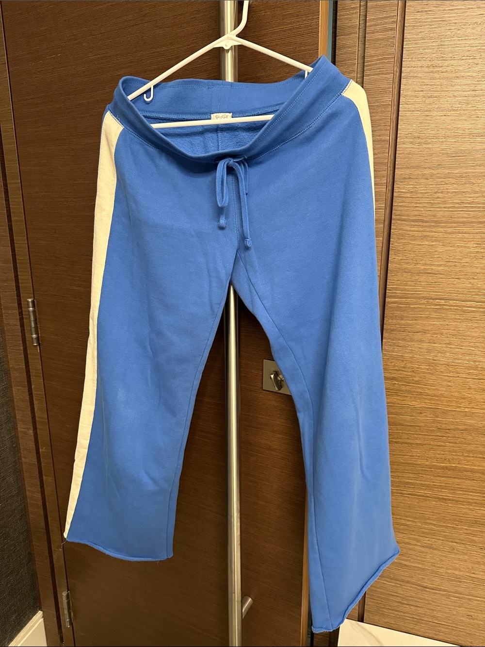 Blue Kids Track Pants with White Side Stripe
